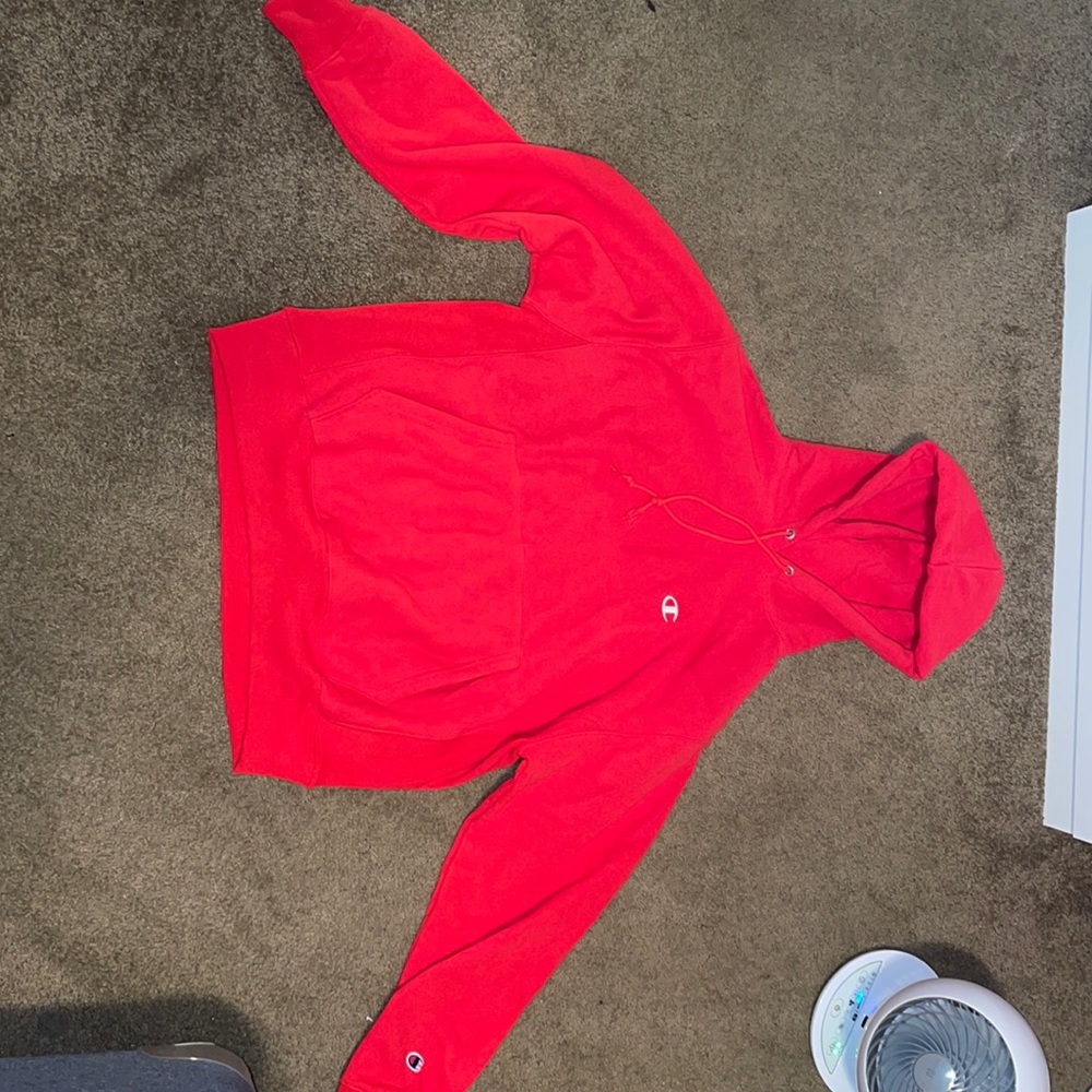 Red champion hoodie size medium